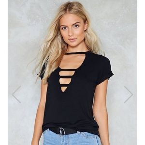 NWOT Nasty Gal tee with front cut outs